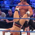 Chris Jericho applies the "Walls of Jericho" on Daniel Bryan at SmackDown in Indianapolis. Photo by Justin Whitaker.