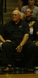 Gene Keady looks on at the Alumni Game. Photo by Cliff Brunt.