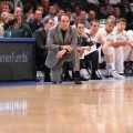 Notre Dame coach Mike Brey on the sideline. From Notre Dame Athletics.