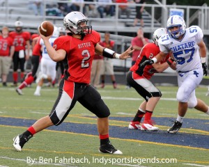 Jake Purichia of Class 2A finalist Cardinal Ritter fires against Chatard.