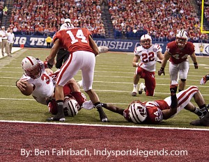 Nebraska's Taylor Martinez stretches for the end zone in the Big Ten title game.