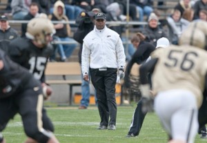 New Purdue coach Darrell Hazell at the Spring Game. Photo by Paul Siegfried.