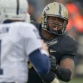 Purdue's Kawann Short. shown here against Penn State, was drafted in the second round on Friday. Photo by Ben Fahrbach.