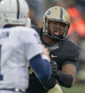 Purdue's Kawann Short. shown here against Penn State, was drafted in the second round on Friday. Photo by Ben Fahrbach.