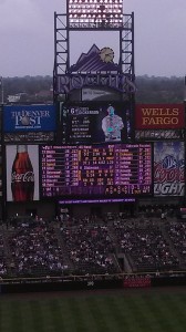 Coors Field scoreboard. Photo by Craig Dragash.