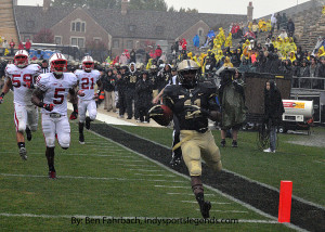 Purdue running back Akeem Hunt, pictured here scoring a touchdown against Wisconsin, is poised to have a breakout season.