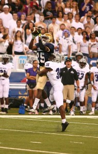 Cathedral's Terry McLaurin, an Ohio State commitment who is shown here against Ben Davis, was nearly unstoppable against Warren Central. Photo by Cory Seward.