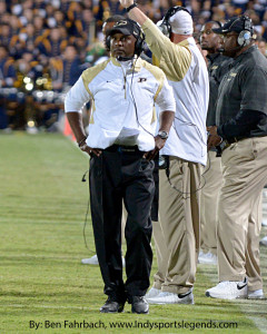 Purdue coach Darrell Hazell, shown at the end of the Purdue-Notre Dame game, had a different kind of disappointment against Wisconsin.