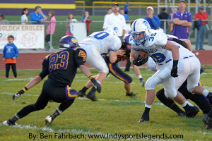 Chatard's Sam Jost (39) rumbles forward against Guerin Catholic. Both schools have regional games on Friday night.