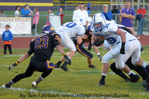 Chatard's Sam Jost (39) rumbles forward against Guerin Catholic.