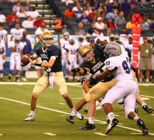 Cathedral's Collin Barthel, shown here against Ben Davis, has a chance to lift his team to the Class 5A final. Photo by Cory Seward.