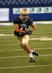 Cathedral's Caleb Cross, shown here against Ben Davis, ran for three touchdowns against Anderson on Friday night. Photo by Cory Seward.