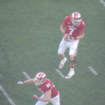 Nate Sudfeld prepares to execute a handoff during Saturday's win over Illinois. (Photo by Chris Goff.)