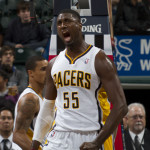 Roy Hibbert's mental state bears watching in Indiana's playoff run. Photo by Jeff Clark, Pacers Sports and Entertainment.