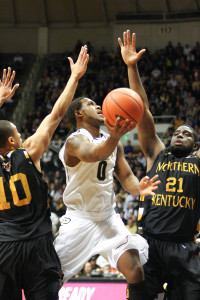 Purdue guard Terone Johnson, shown here against Northern Kentucky, had 14 points against Rider. Photo by Cory Seward.