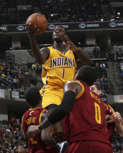 Pacers guard Lance Stephenson, shown here against Cleveland, had a big game against Charlotte. Photo by Jeff Clark, Pacers Sports and Entertainment.