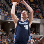 Cody Zeller rises for a jumper in Friday's loss in Indiana. (Photo by Jessica Hoffman/Pacers Sports and Entertainment.)