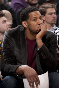 Pacers forward Danny Granger, who has not played this season while recovering from a calf injury, watches Friday's game against Charlotte. Photo by Jessica Hoffman, Pacers Sports and Entertainment.