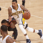George Hill played his best game as a Pacer Friday. (Photo by Frank McGrath, Pacers Sports and Entertainment.)