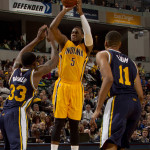 Lavoy Allen records a double-double with 12 points and 15 rebounds in the Pacers win. (Photo by Pacers Sports and Entertainment)