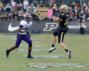 Purdue's Cameron Posey hauls it in against Northwestern. Photo by Ben Fahrbach.