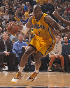 David West was held to 8 points and 4 rebounds in the Pacers loss to Atlanta. (Photo by Pacers Sports and Entertainment)