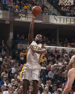 Rodney Stuckey contributed 14 points and also grabbed 14 rebounds in the Pacers loss on Saturday.  (Photo by Pacers Sports and Entertainment)