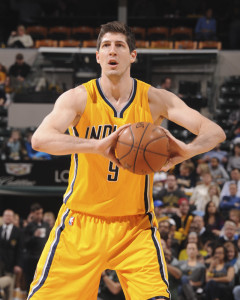 Damjan Rudez scored 13 points in 16 minutes off the bench on Friday night. (Photo by Pacers Sports and Entertainment)