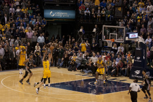 George Hill attempts the game-winner but misses.  (Photo by Pacers Sports and Entertainment)