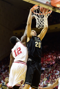 Purdue center A.J. Hammons dunks against Indiana. Photo by Purdue Athletics.