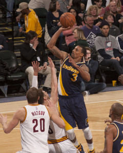 George Hill recorded his first career triple-double on Friday night in the win over Cleveland. (Photo by Pacers Sports and Entertainment)