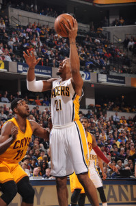 David West had 20 points and 13 rebounds in the Pacers win over Cleveland. (Photo by Pacers Sports and Entertaiment)