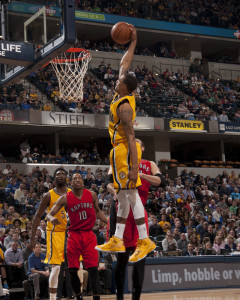 George Hill had 23 points in the Pacers loss to Toronto. (Photo by Pacers Sports and Entertainment)