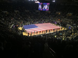 Flag at Mackey Arena. Photo by Keith Carrell.