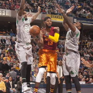Paul George scored 19 points in the Pacers loss to Boston. (Photo by Pacers Sports and Entertainment)