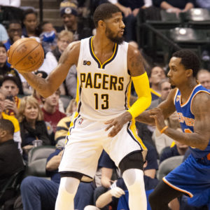 Paul George scored 31 points in the Pacers loss to New York. (Photo by Pacers Sports and Entertainment)