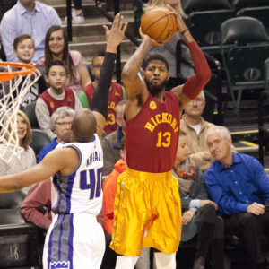 Paul George scored 33 points in the Pacers overtime win on Friday night. (Photo by Pacers Sports and Entertainment)