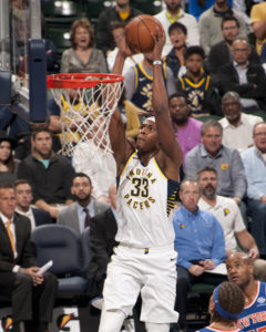 Myles Turner scored 12 points in the Pacers win over New York. (Photo by Pacers Sports and Entertainment)