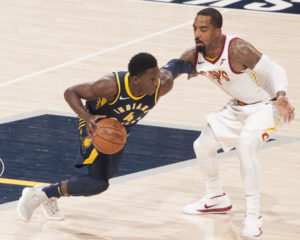 Victor Oladipo scored 19 points in the win over Cleveland Friday night.  (Photo by Pacers Sports and Entertainment)