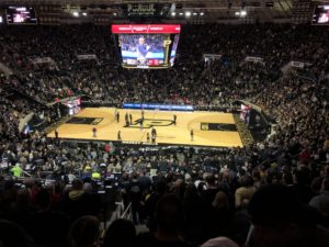 Todd Mitchell, former Purdue player, was honored during halftime and spoke to the crowd. Mitchell mentioned how proud he was of the Purdue football team and joked, "Let's put some barbed wire and a moat around Coach (Jeff) Brohm's house and keep him in West Lafayette." -photo by Keith Carrell