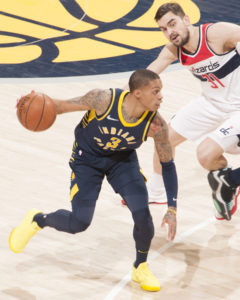 Joe Young scored 17 points on Monday night. (Photo by Pacers Sports and Entertainment)